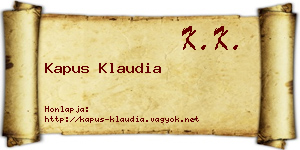 Kapus Klaudia névjegykártya